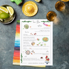 Illustriert Bespoke | Taco Bar Wedding Menu Menükarte