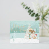 Illustriert Black Children Winter Grußkarte Postkarte (Stehend Vorderseite)