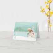 Illustriert Black Children Winter Weihnachtskarte Karte (Gelbe Blume)