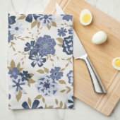 Illustriert Blauer Vektor Botanische Blume Reben Geschirrtuch (Viertel Falte)