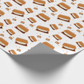 Illustriert-braunes weißes Lächeln-Muster Geschenkpapier (Ecke)