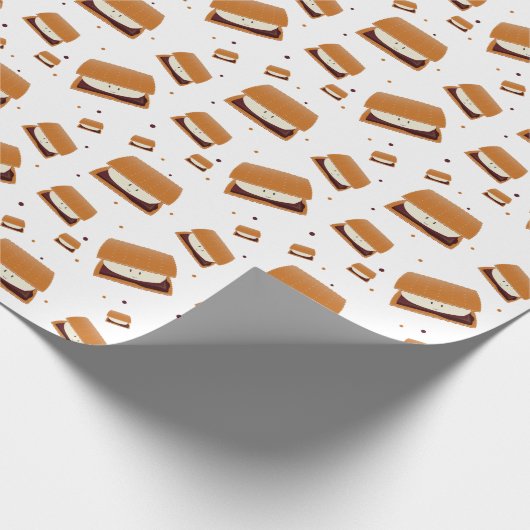 Illustriert-braunes weißes Lächeln-Muster Geschenkpapier (Ecke)