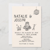 Illustriert Cake Quirky Suite QR Code Fun Wedding Einladung (Vorderseite)
