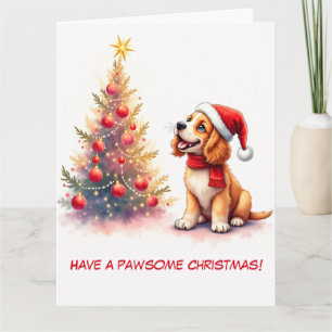 Illustriert Cocker Spaniel und Weihnachtsbaum Karte