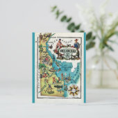 Illustriert Delaware Map Postcard Postkarte (Stehend Vorderseite)