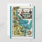 Illustriert Delaware Map Postcard Postkarte (Vorne/Hinten)