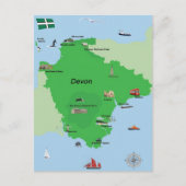 Illustriert Devon Map Postkarte (Vorderseite)