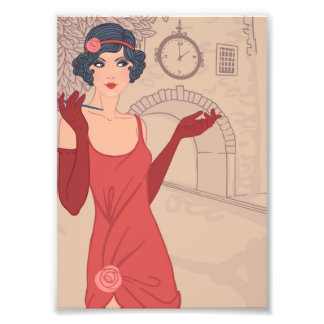 Illustriert Flapper Girl Fotodruck