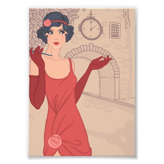 Illustriert Flapper Girl Fotodruck (Vorne)