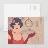 Illustriert Flapper Girl Postkarte (Vorne/Hinten)
