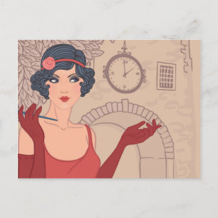 Illustriert Flapper Girl Postkarte