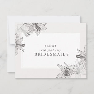 Illustriert Floral Lilies Bridesmaid Vorschlagskar
