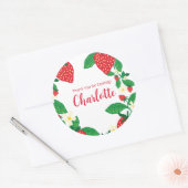 Illustriert Floral Strawberry Runder Aufkleber (Umschlag)