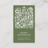 Illustriert Gardener Landscaper Green Visitenkarte (Vorderseite)