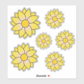 Illustriert Gelbe Blume Mehrfache Größe Aufkleber (Blatt)
