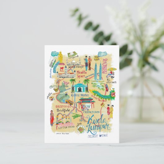 Illustriert Gelbe Karte Kuala Lumpur (Stehend Vorderseite)