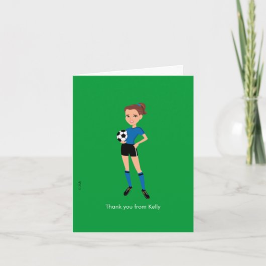 Illustriert Girl's Soccer Danke-Card Dankeskarte (Vorderseite)