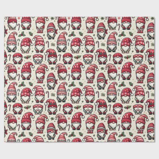 Illustriert Gnome Weihnachtsgeschenk Wrap Geschenkpapier (Flach)