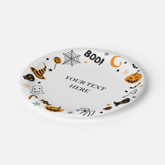 Illustriert Halloween Pappteller (Schrägansicht)