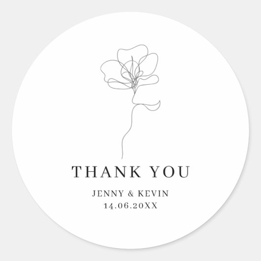 Illustriert Hand gezeichnete Blume Vielen Dank Runder Aufkleber (Vorderseite)