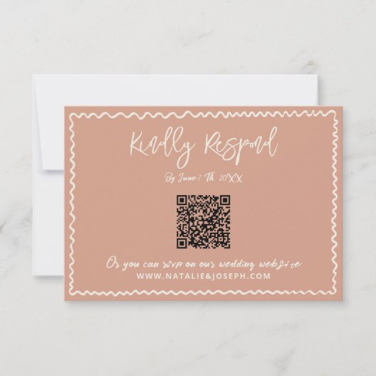 Illustriert handschriftlich Gezeichnet QR-Code-Hoc RSVP Karte (Vorderseite)