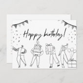Illustriert Happy Birthday Card Postkarte (Vorne/Hinten)