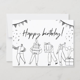 Illustriert Happy Birthday Card Postkarte
