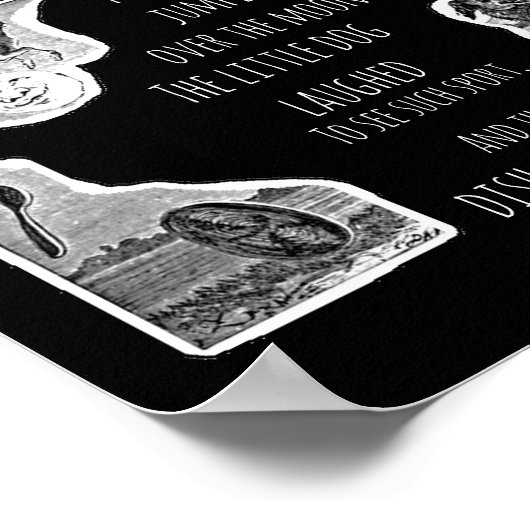 Illustriert Hey Diddle Diddle Kinderzimmer Rhyme Poster (Ecke)