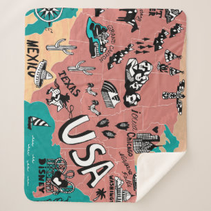 ILLUSTRIERT in den USA: farbenfrohe Landkarte. Sherpadecke