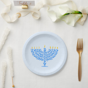 Illustriert Menorah Hanukkah Pappteller