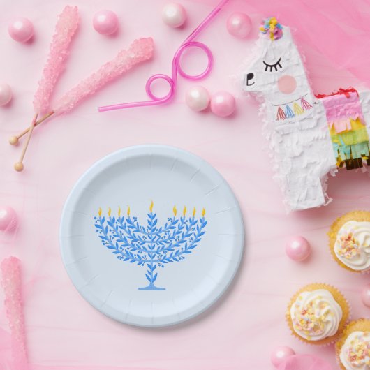 Illustriert Menorah Hanukkah Pappteller (Party)