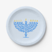 Illustriert Menorah Hanukkah Pappteller (Vorderseite)