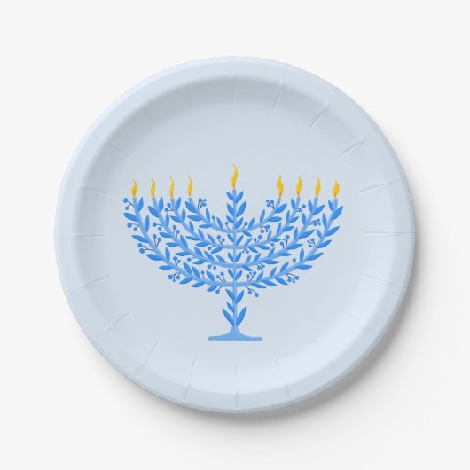 Illustriert Menorah Hanukkah Pappteller (Vorderseite)