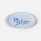 Illustriert Menorah Hanukkah Pappteller (Schrägansicht)