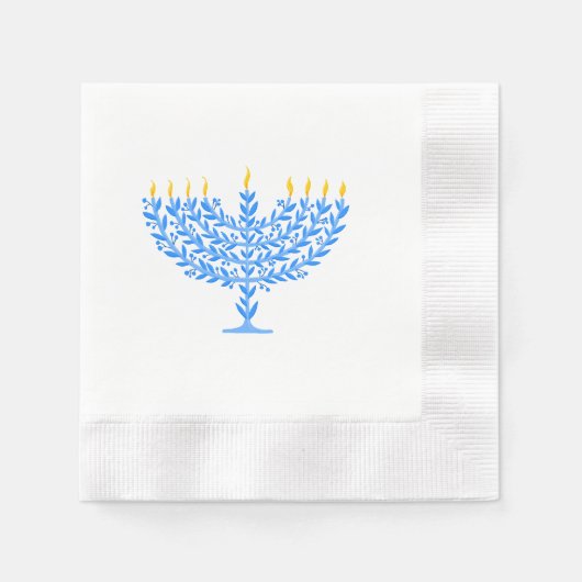 Illustriert Menorah Hanukkah Serviette (Vorderseite)