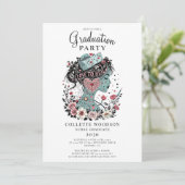 Illustriert Nurse Floral Abschluss Einladung (Stehend Vorderseite)