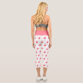 Illustriert Pink Flamingo Weihnachten Capri Leggings (Rückseite)