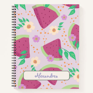 Illustriert Pink Watermelon Handgezeichnet Muster Notizblock