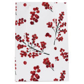 Illustriert Red Holly Berries Gift Bag Mittlere Geschenktüte (Vorderseite)