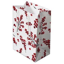 Illustriert Red Holly Berries Gift Bag Mittlere Geschenktüte