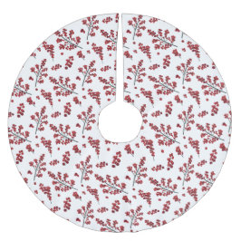 Illustriert Red Holly Berries Polyester Weihnachtsbaumdecke