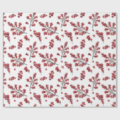 Illustriert Red Holly Berries Wrapping Paper Geschenkpapier (Flach)