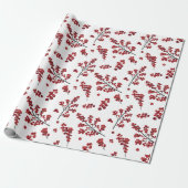 Illustriert Red Holly Berries Wrapping Paper Geschenkpapier (Ungerollt)