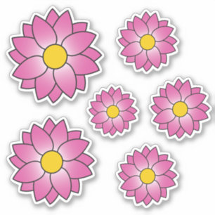 Illustriert rosa Blume Mehrfachaufkleber Aufkleber