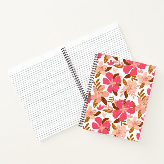 Illustriert rosa Blumenmuster handgezeichnet Notizblock (Innenseite)