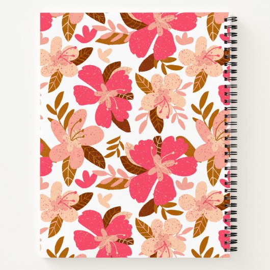 Illustriert rosa Blumenmuster handgezeichnet Notizblock (Rückseite)