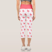 Illustriert rosa Flamingo Capri Leggings (Rückseite)