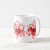 Illustriert-rosa-weiße Amaryllis Kaffeetasse (VorderseiteRechts)