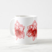 Illustriert-rosa-weiße Amaryllis Kaffeetasse (Vorderseite Links)