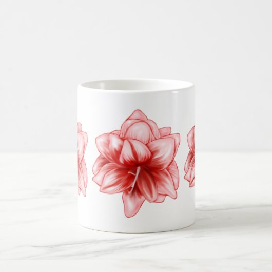 Illustriert-rosa-weiße Amaryllis Kaffeetasse (Mittel)